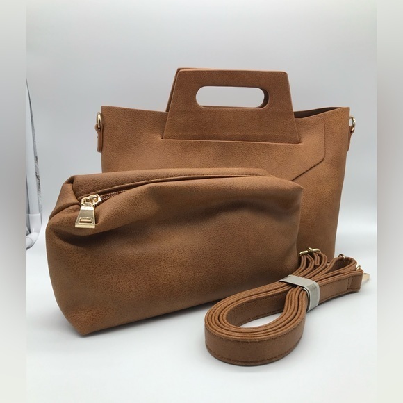 NWT Kiara Purse origami handbag with strap and inner zippered bag in Camel - Picture 1 of 8